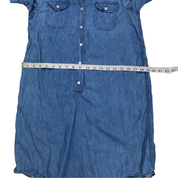 Indigo Rein Women Blue Chambray Button-Front Mini Shirt Dress Sz Sm Denim Pocket - Picture 11 of 14